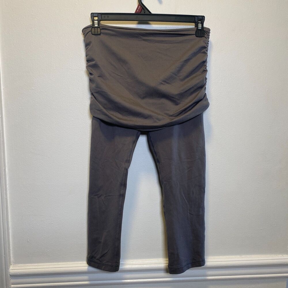 prAna Maternity Foldover Crop Leggings Gray Sustainable Stretch Yoga Pants S